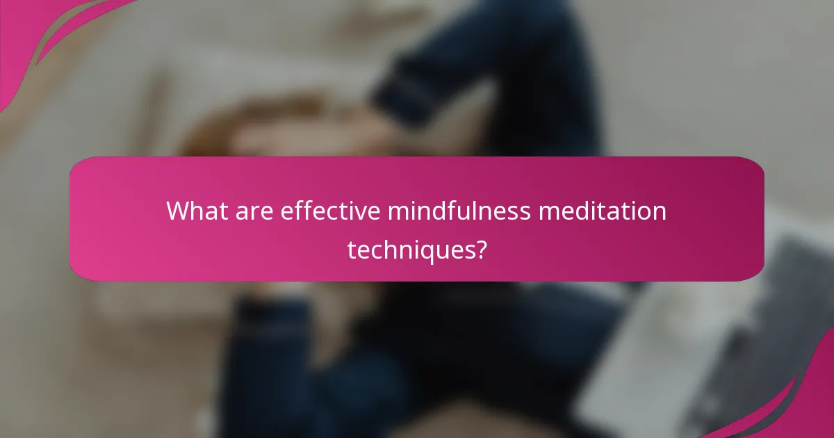 What are effective mindfulness meditation techniques?