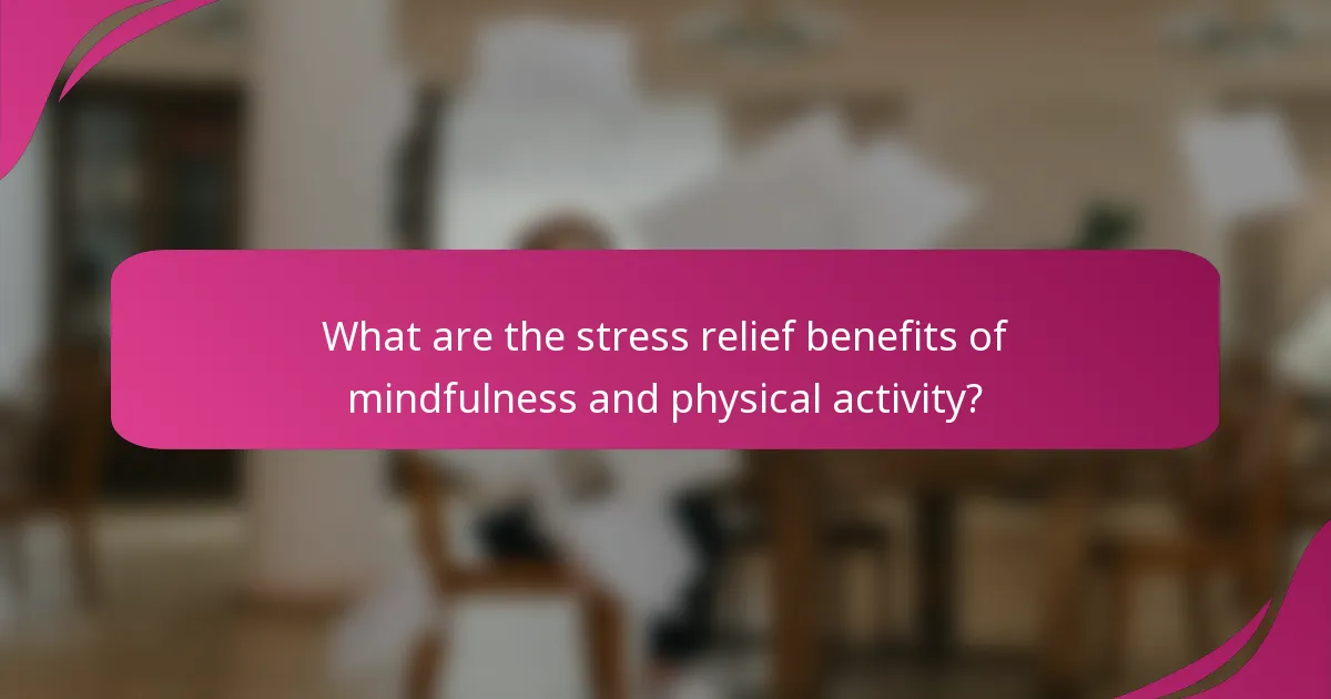 What are the stress relief benefits of mindfulness and physical activity?